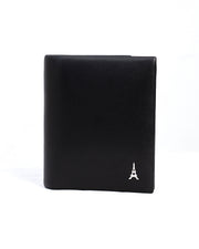 Men's Black Bifold Wallet with Eiffel Tower Emblem