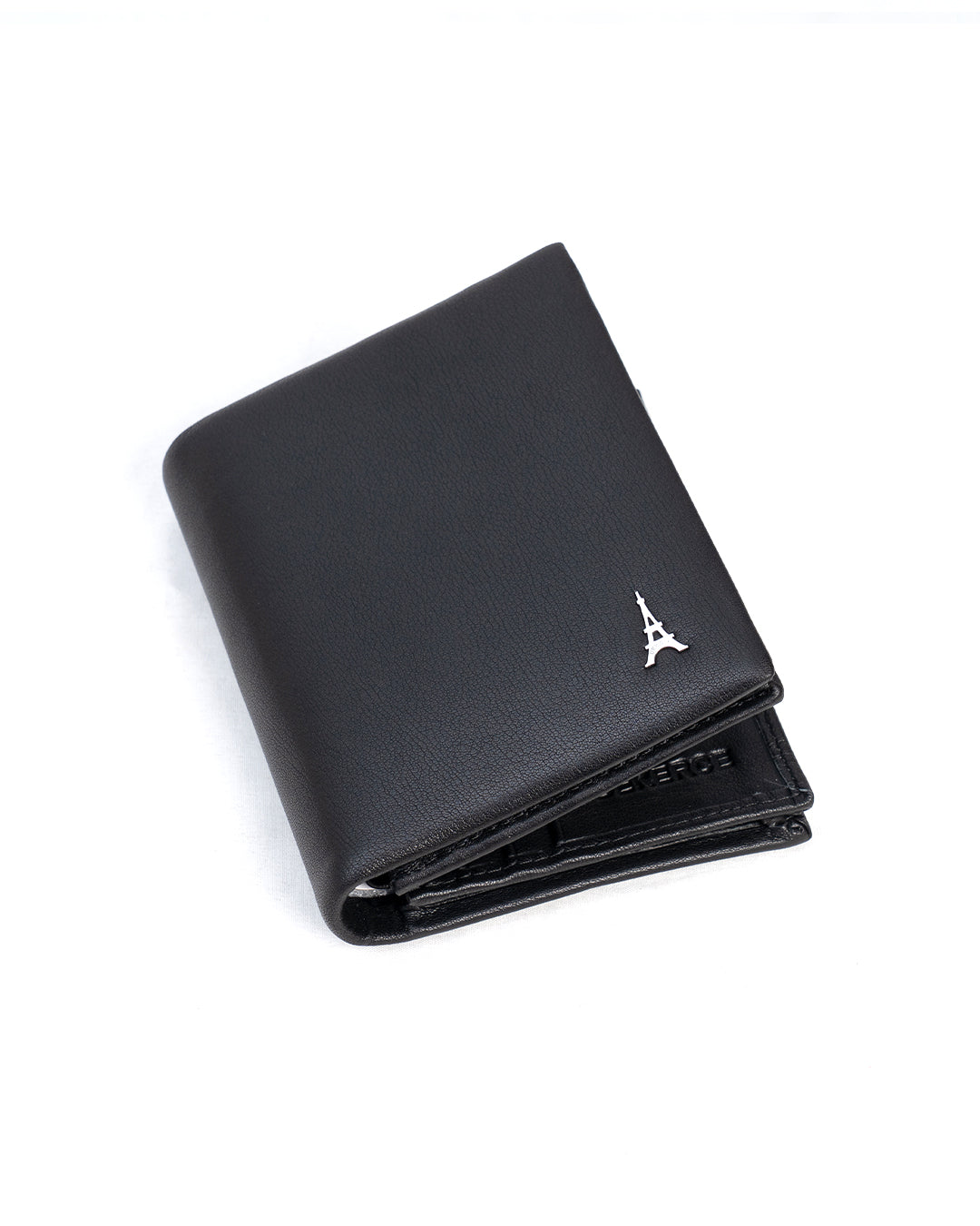 Men's Black Bifold Wallet with Eiffel Tower Emblem
