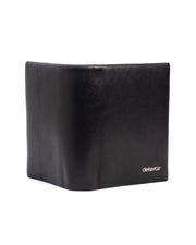 DeKerce Men's Black Bifold Wallet with Silver-Tone Logo