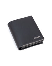 DeKerce Men's Black Bifold Wallet with Silver-Tone Logo