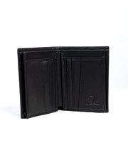 DeKerce Men's Black Bifold Wallet with Silver-Tone Logo