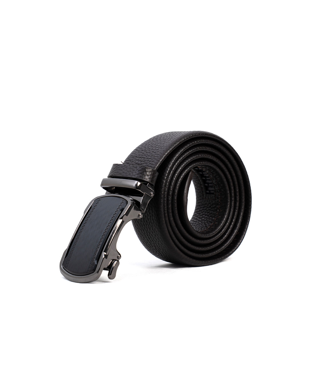 Men's Textured Belt with Rectangular Gunmetal-Tone Buckle