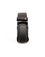 Men's Textured Belt with Rectangular Gunmetal-Tone Buckle