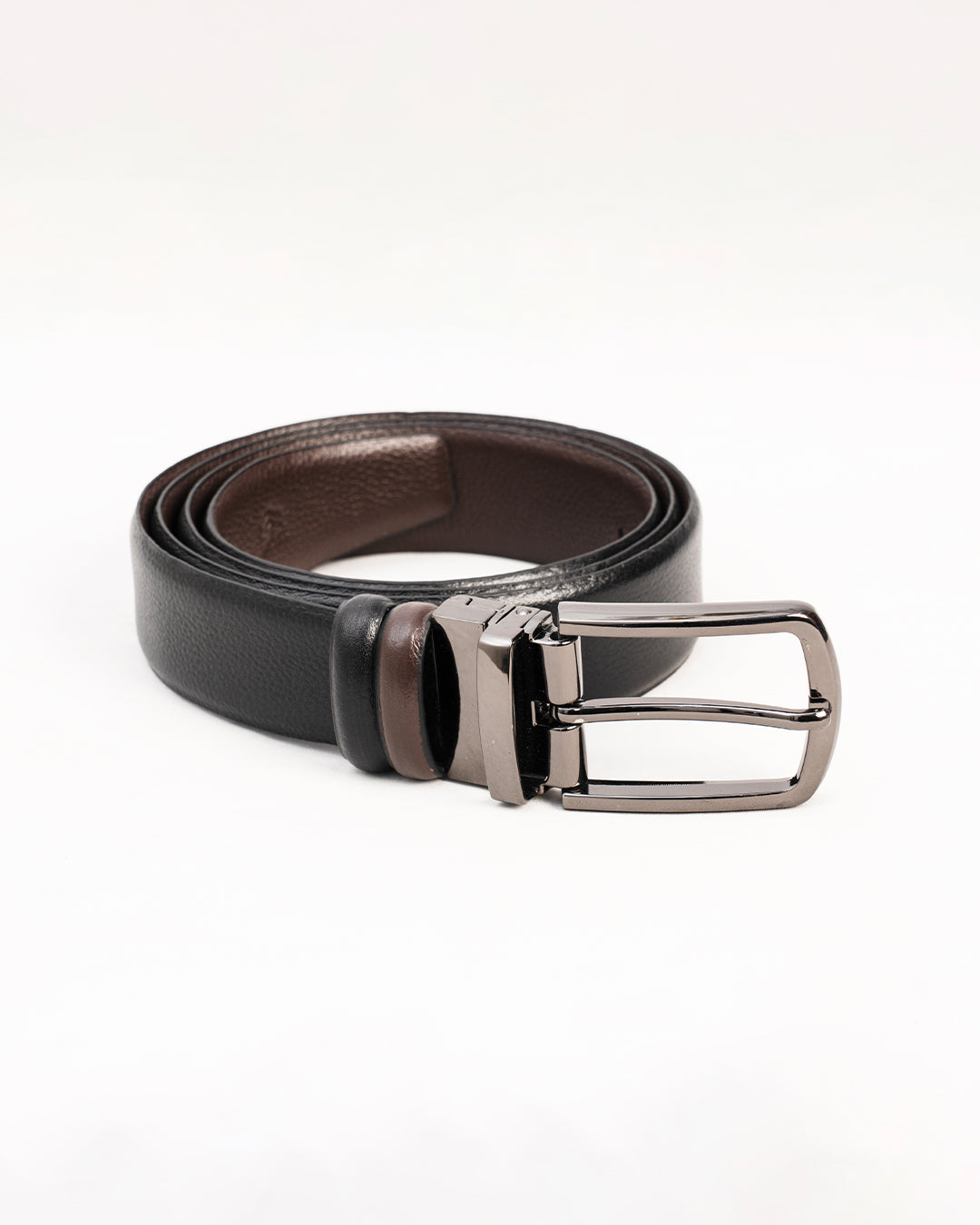 Men's Black Belt with Silver-Tone Pin Buckle