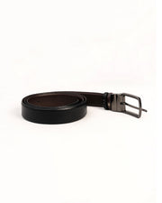 Men's Black Belt with Silver-Tone Pin Buckle