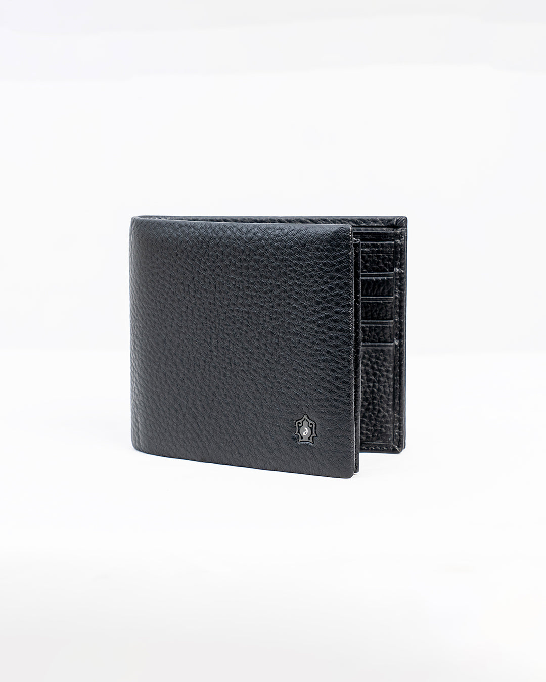 Men's Black Textured Bifold Wallet with ID Window