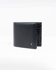 Men's Black Textured Bifold Wallet with ID Window