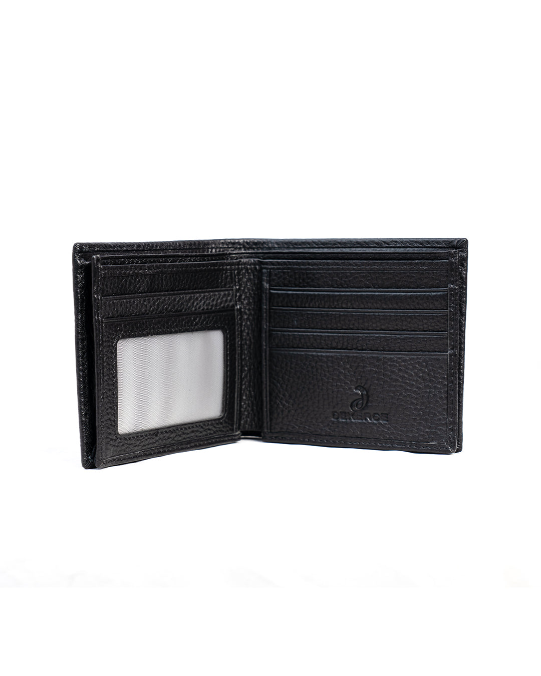 Men's Black Textured Bifold Wallet with ID Window