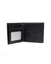 Men's Black Textured Bifold Wallet with ID Window