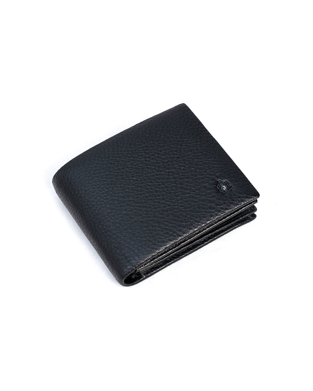 Men's Black Textured Bifold Wallet with ID Window