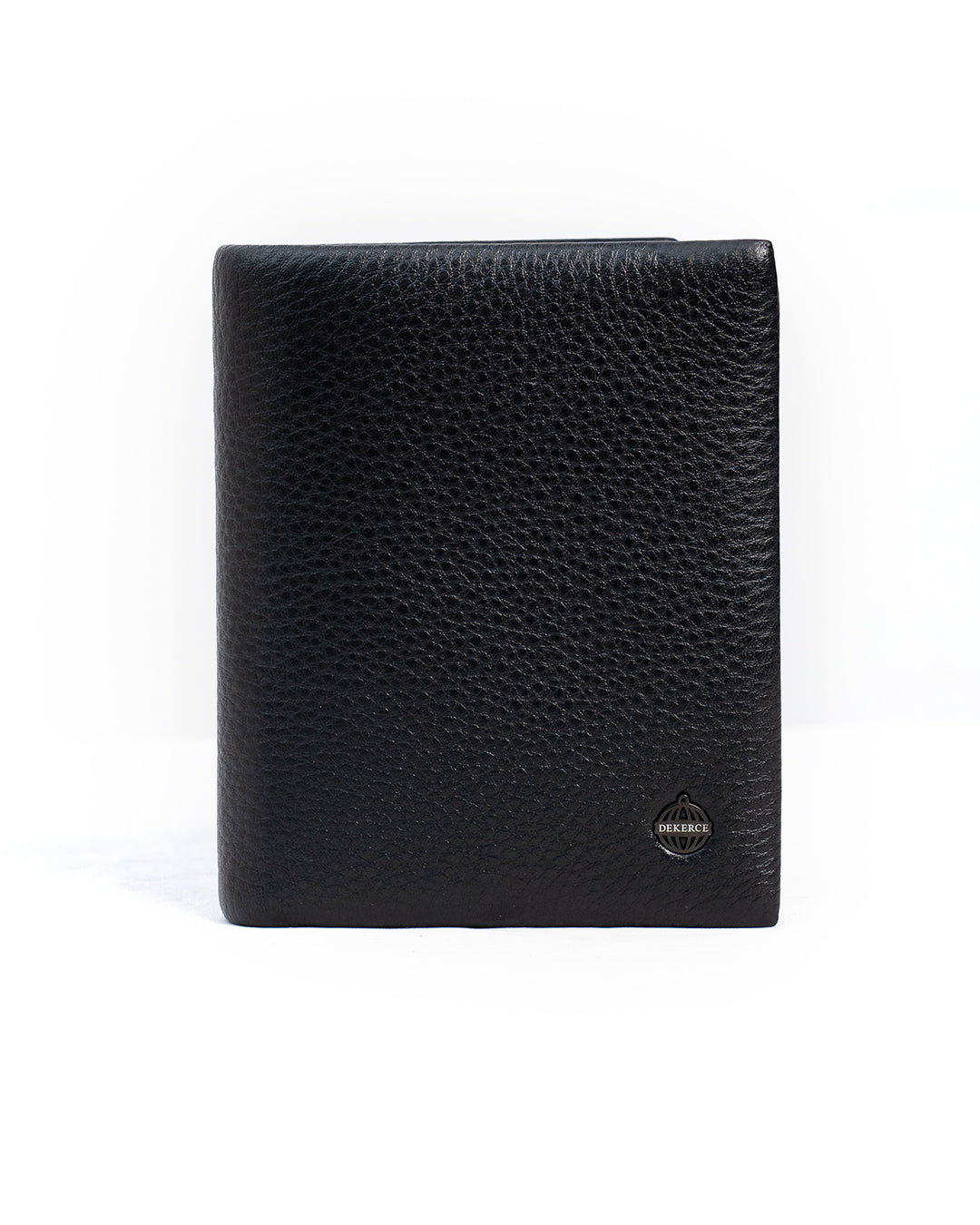 DeKerce Men's Black Textured Bifold Wallet with ID Window