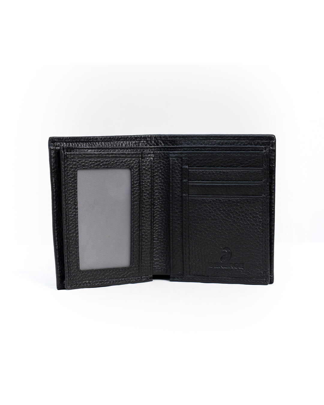 DeKerce Men's Black Textured Bifold Wallet with ID Window