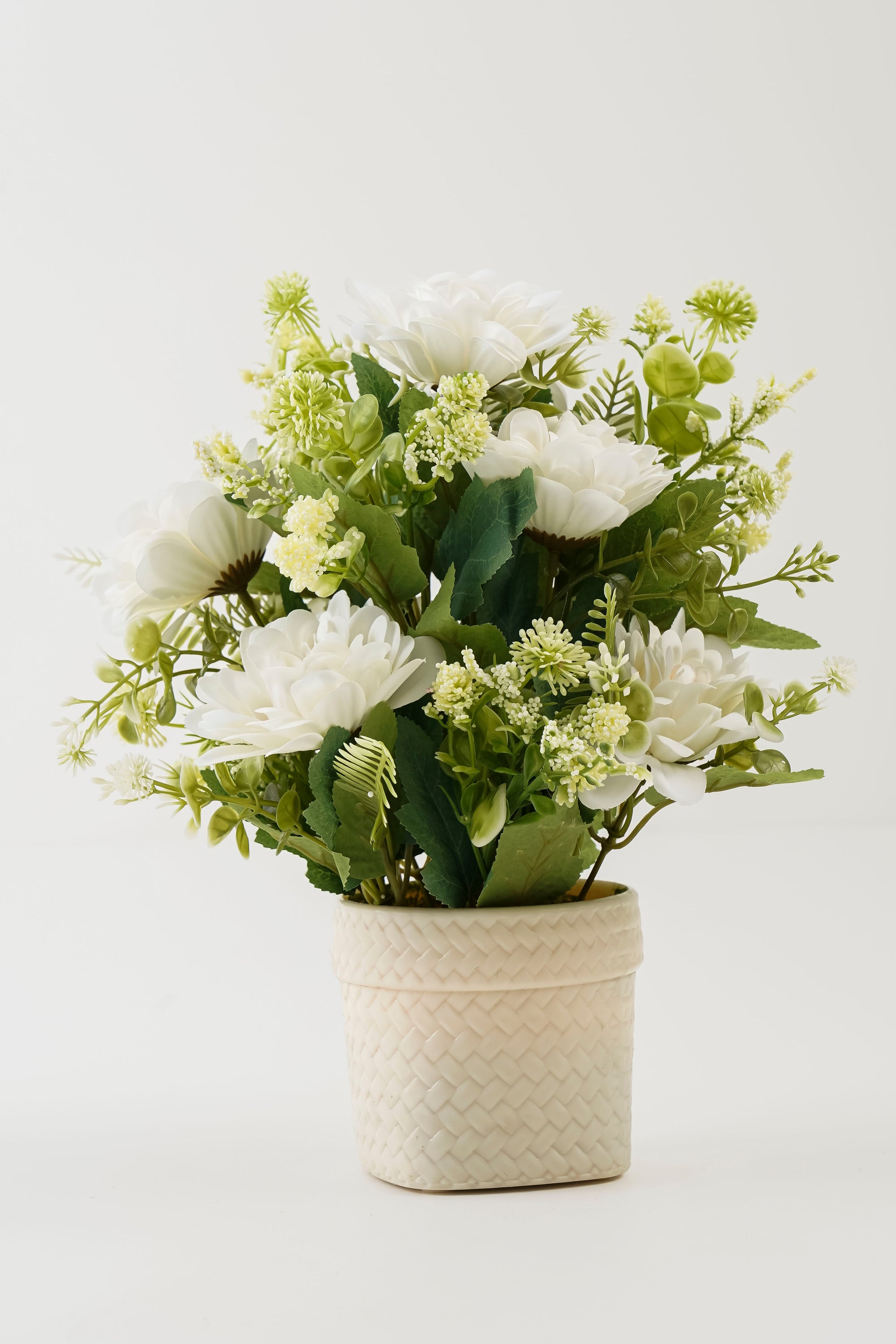 Artificial White Flower Pot