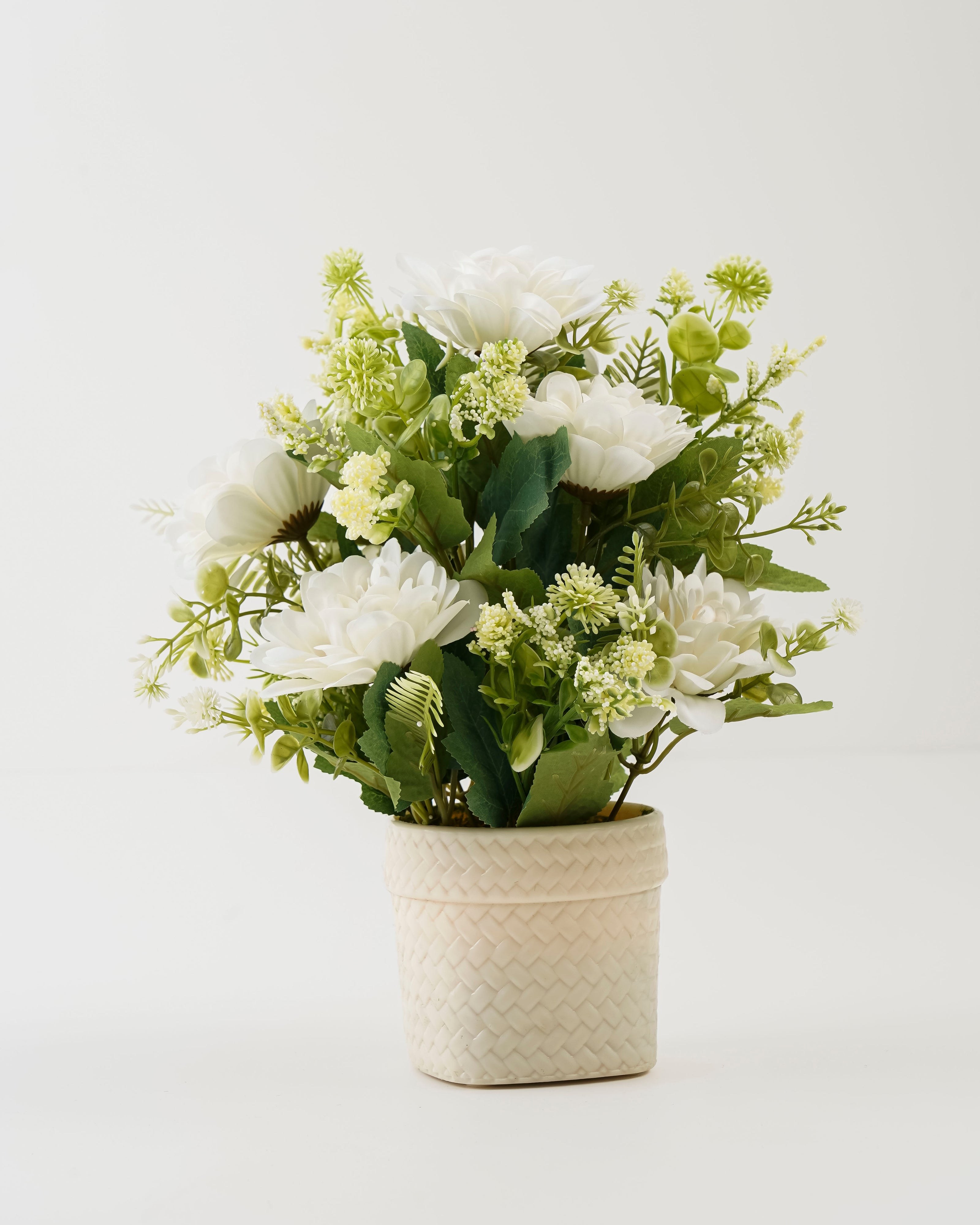 Artificial White Flower Pot