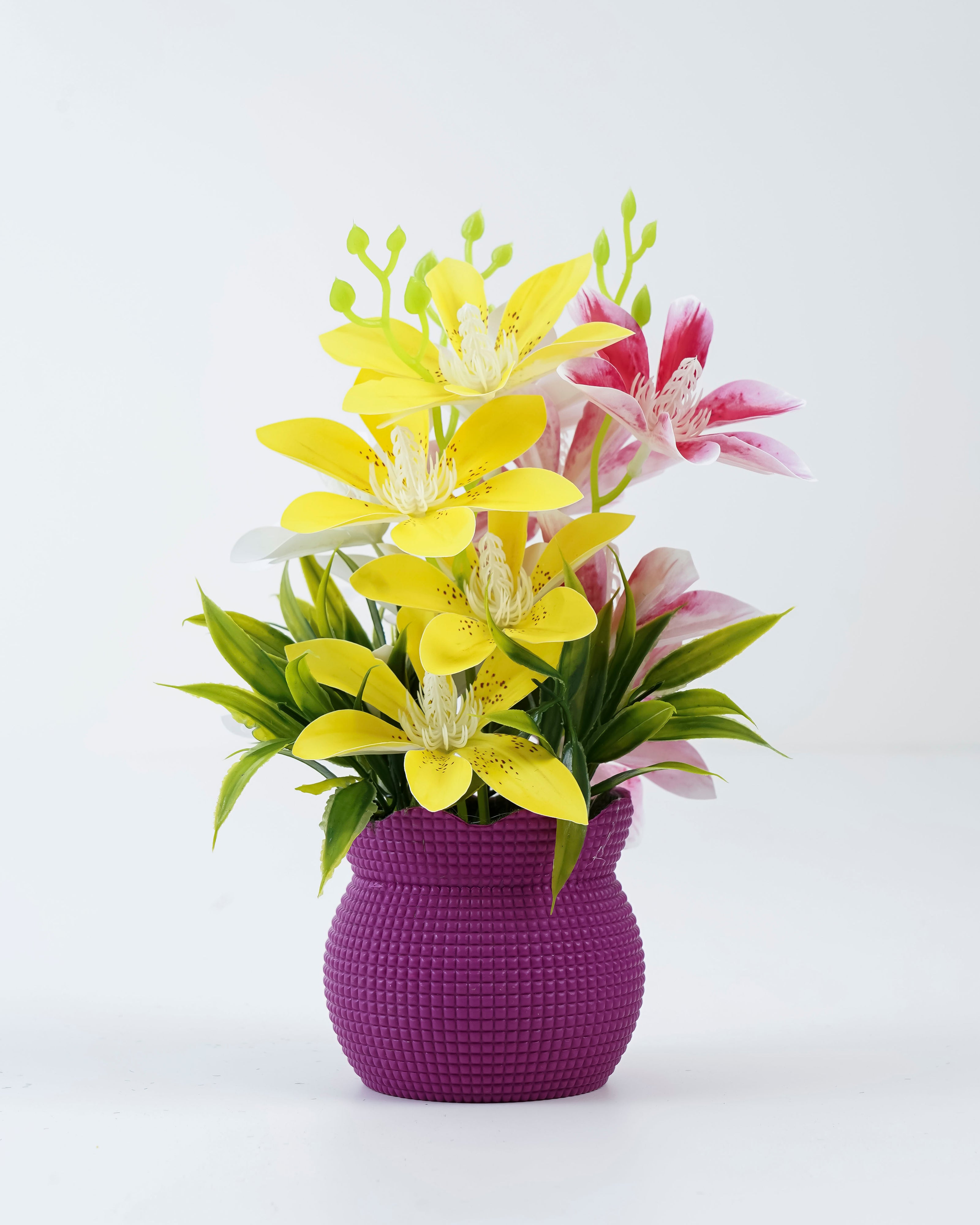 Yellow, Pink & White Artificial Flower Plant