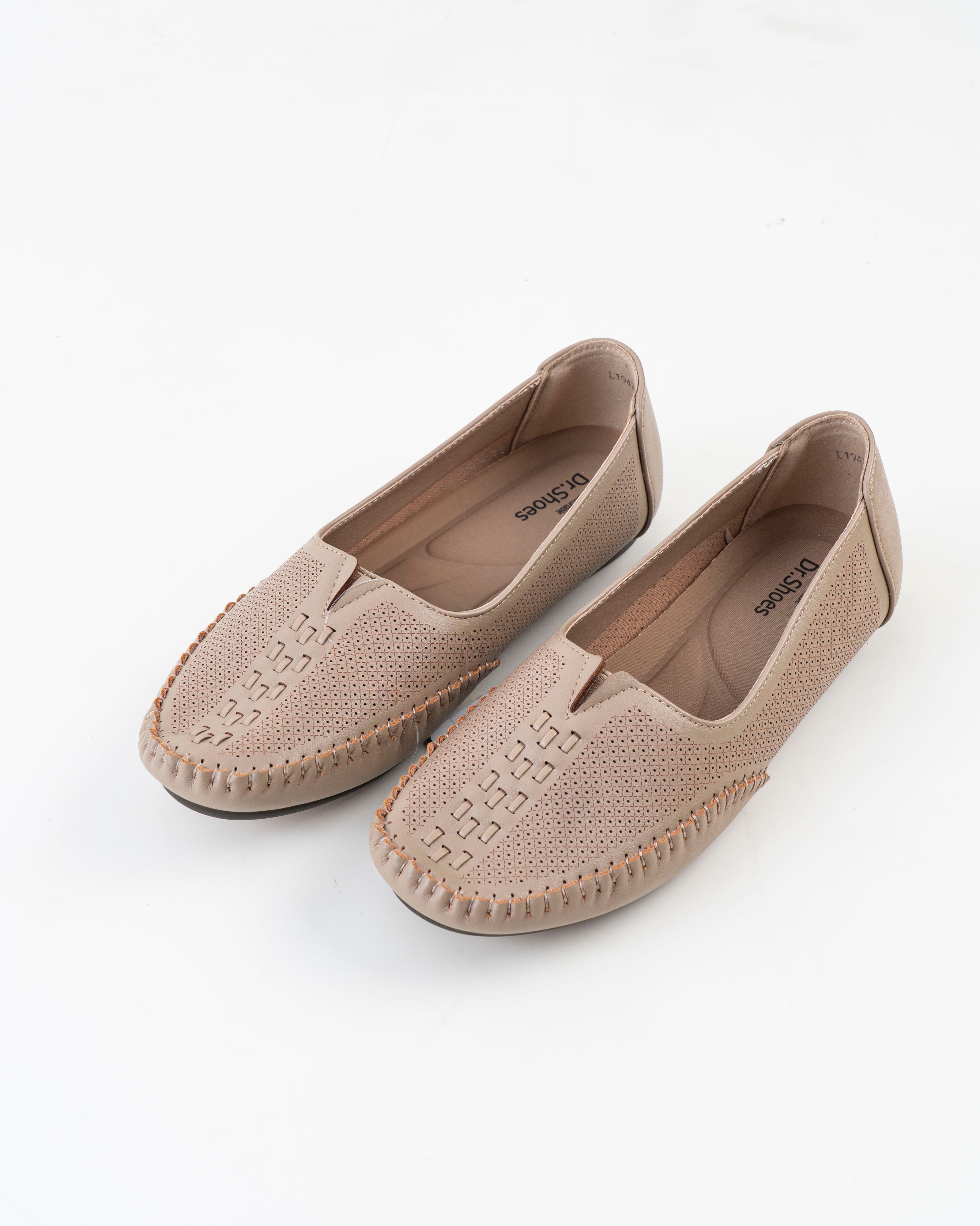 Dr. Shoes Ladies Flat Loafer - Khaki Gold