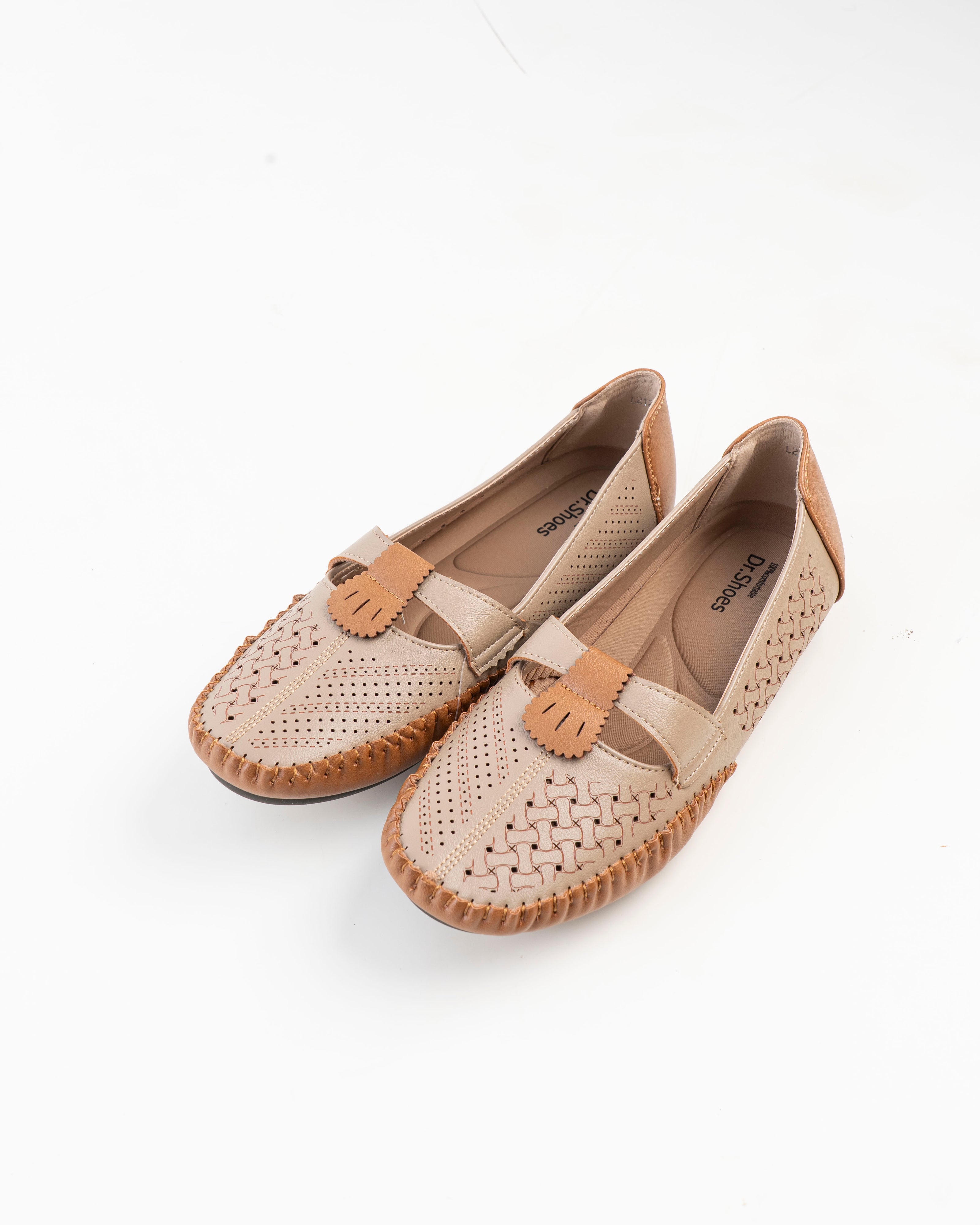 Dr. Shoes Ladies Flat Loafer - Khaki