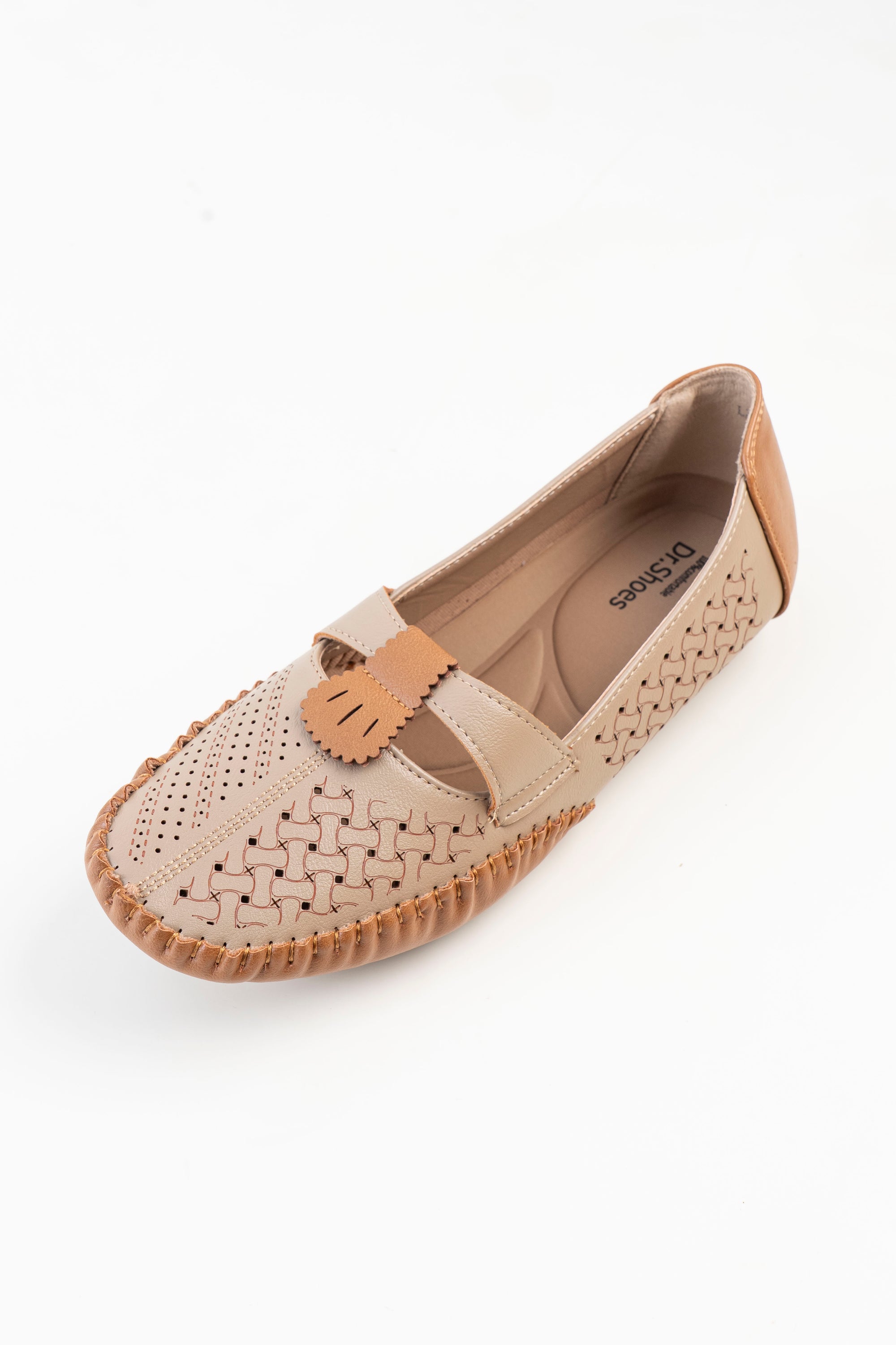 Dr. Shoes Ladies Flat Loafer - Khaki