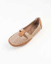 Dr. Shoes Ladies Flat Loafer - Khaki