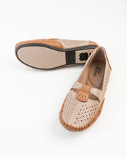 Dr. Shoes Ladies Flat Loafer - Khaki