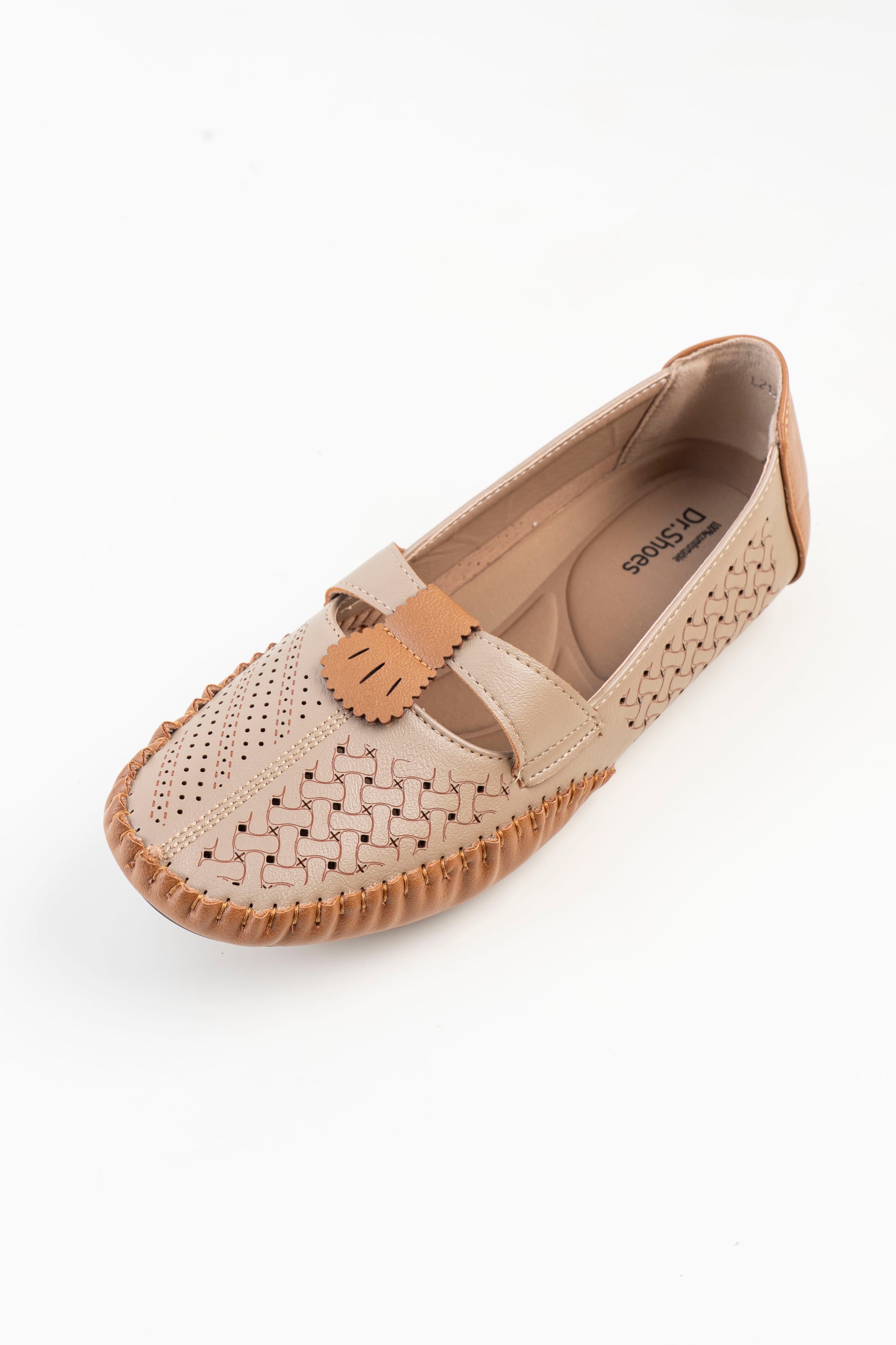 Dr. Shoes Ladies Flat Loafer - Khaki