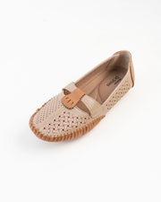 Dr. Shoes Ladies Flat Loafer - Khaki