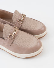 Woven Texture Horsebit Loafer Kids Boys - Khaki