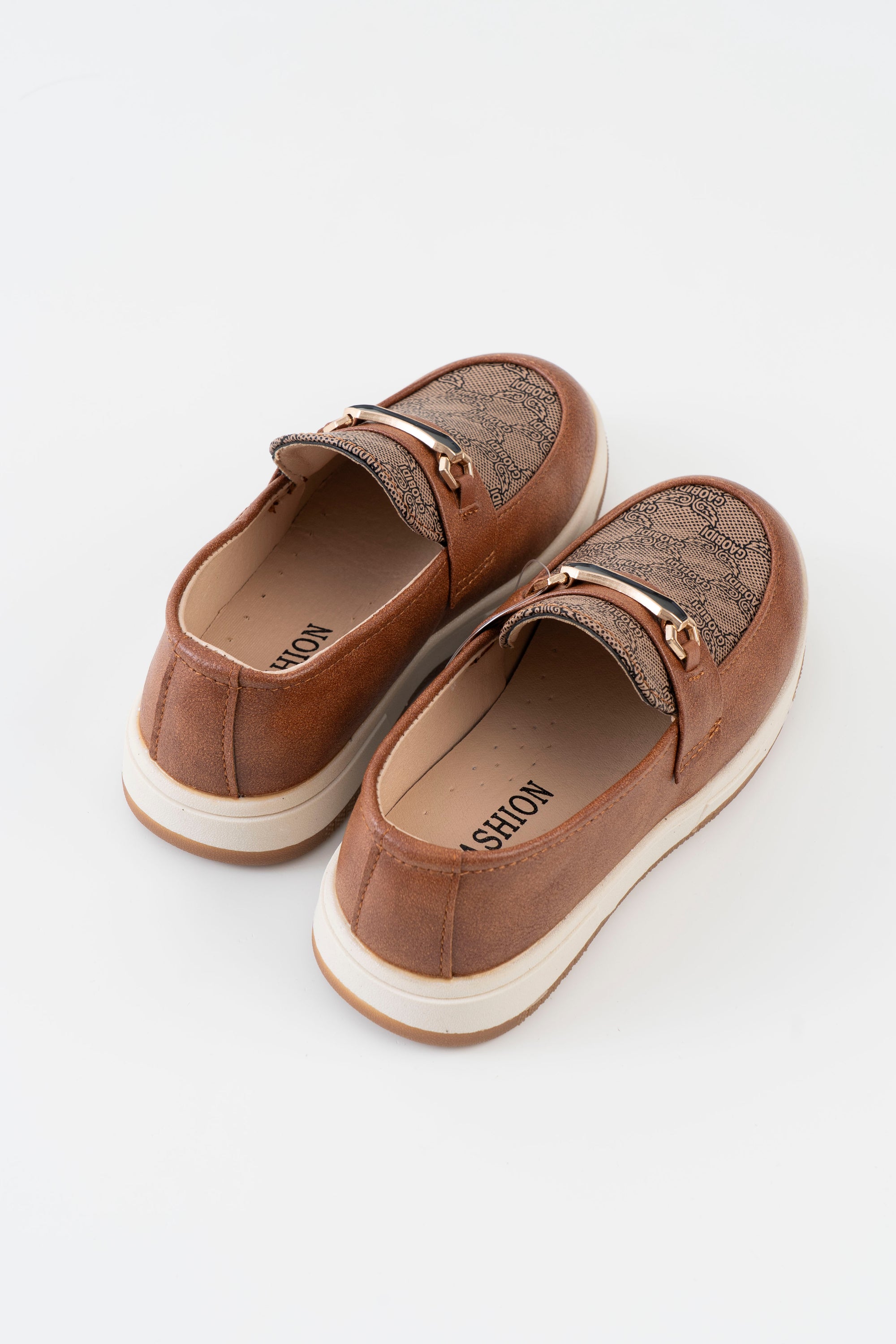 Monogram Print Horsebit Loafer Kids Boys - Brown
