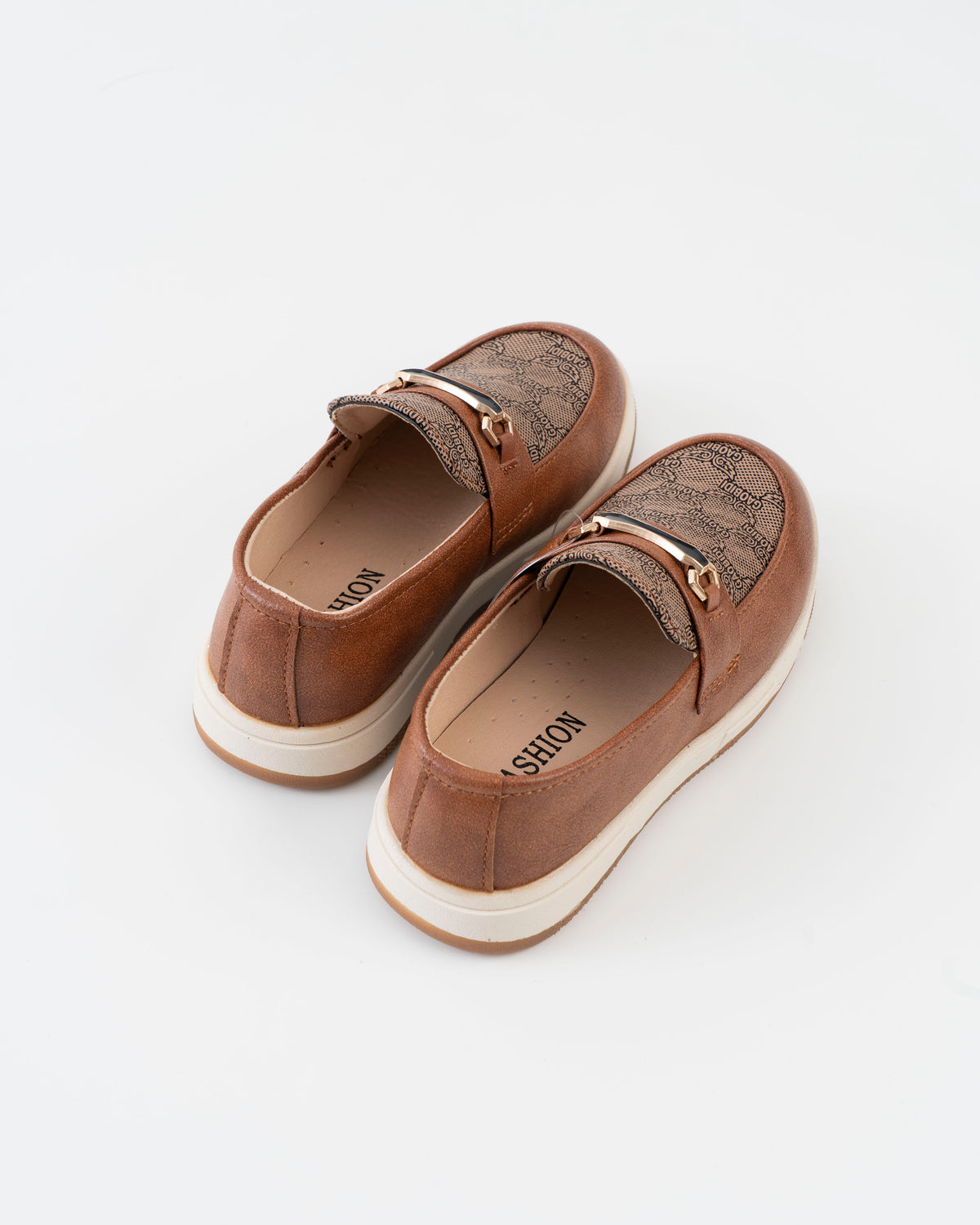 Monogram Print Horsebit Loafer Kids Boys - Brown