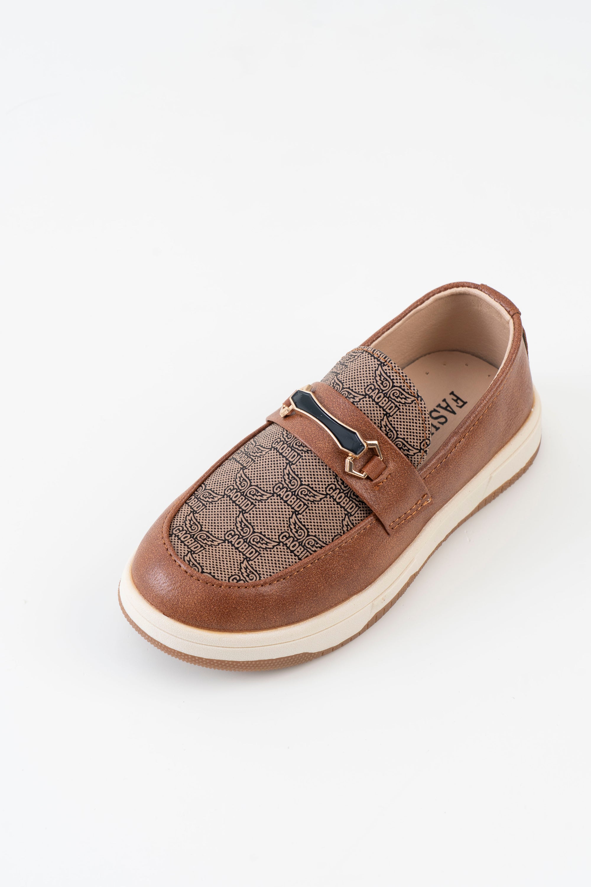 Monogram Print Horsebit Loafer Kids Boys - Brown