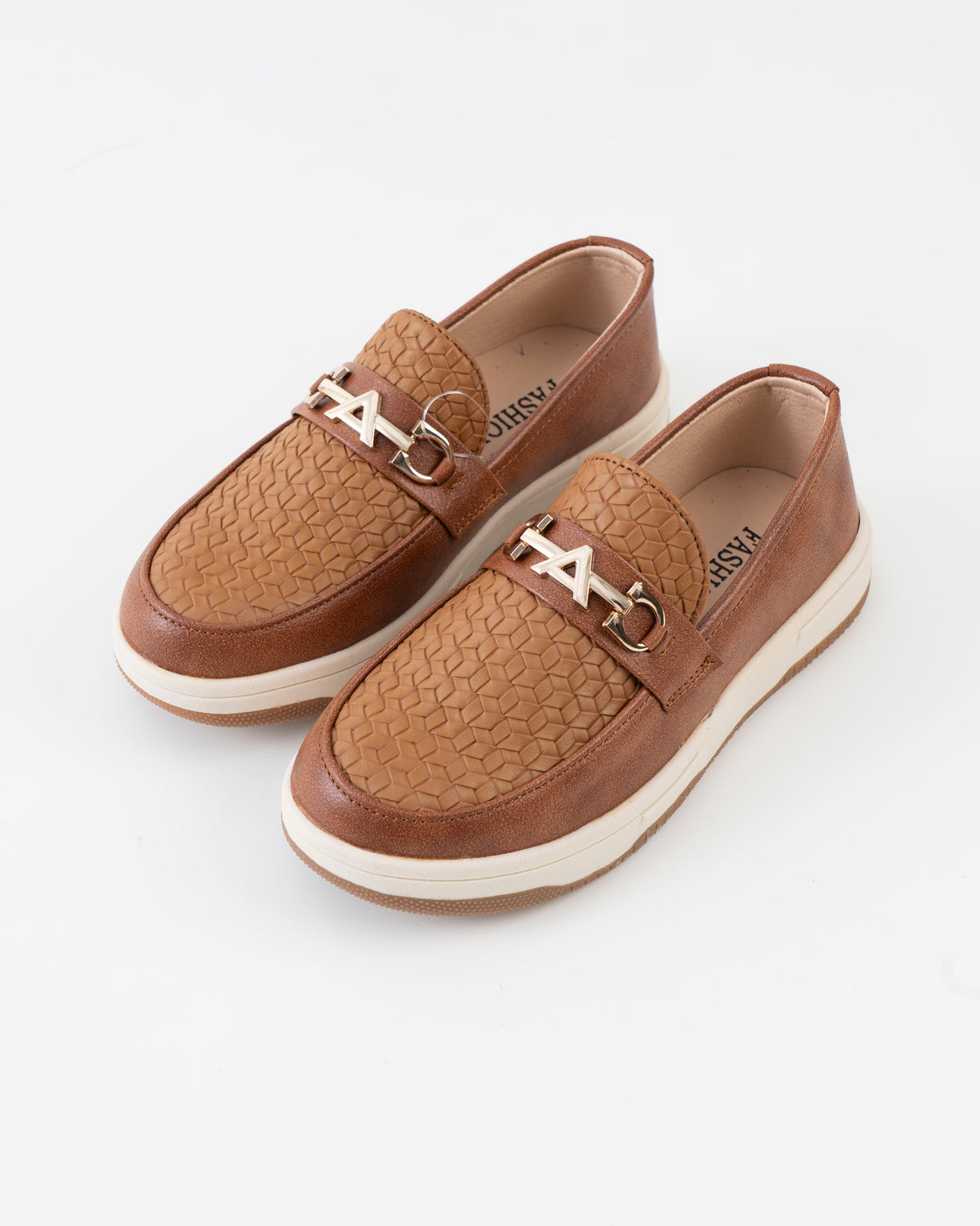 Woven Texture Horsebit Loafer Kids Boys - Brown