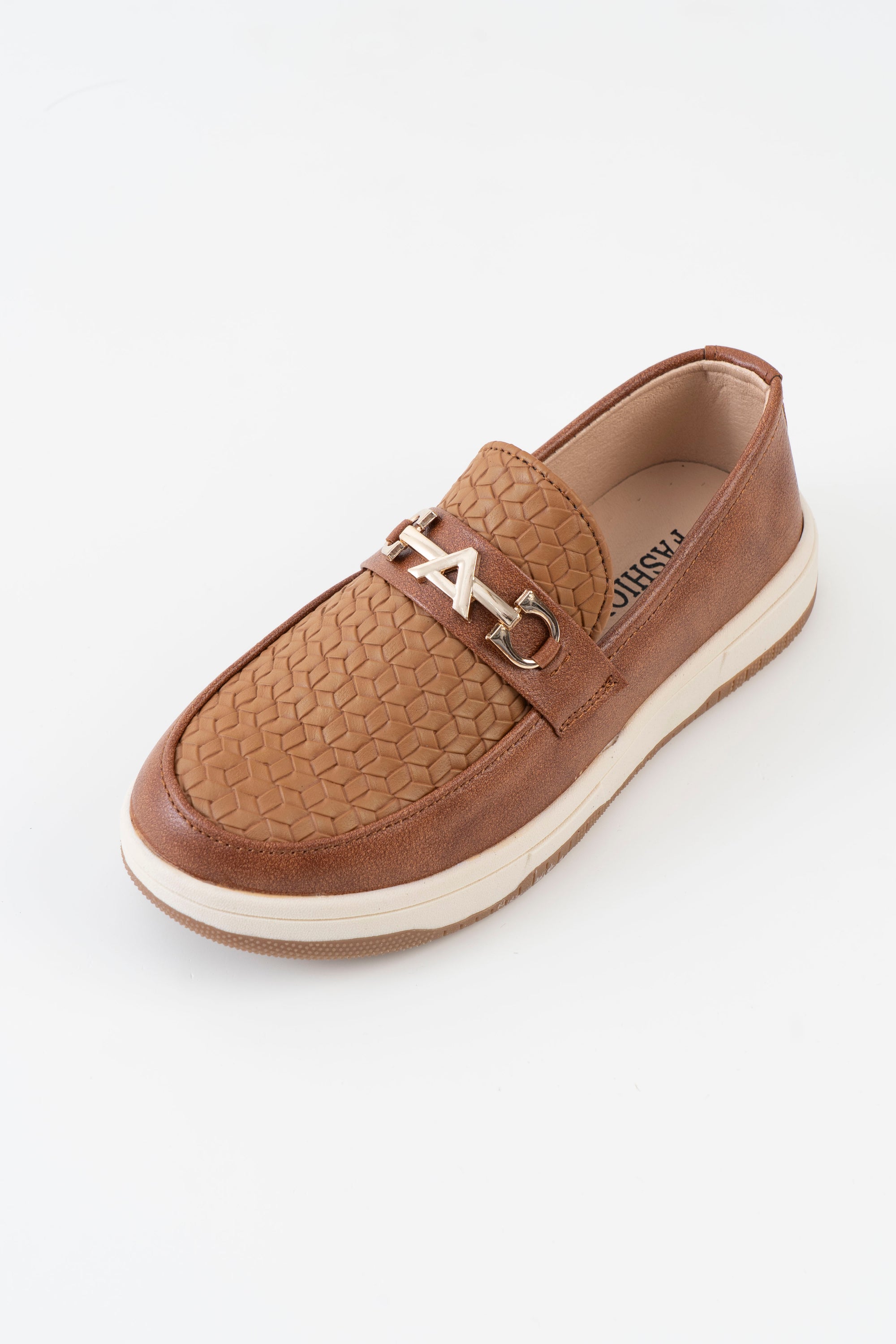 Woven Texture Horsebit Loafer Kids Boys - Brown