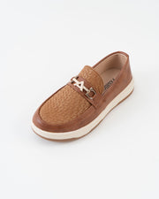Woven Texture Horsebit Loafer Kids Boys - Brown