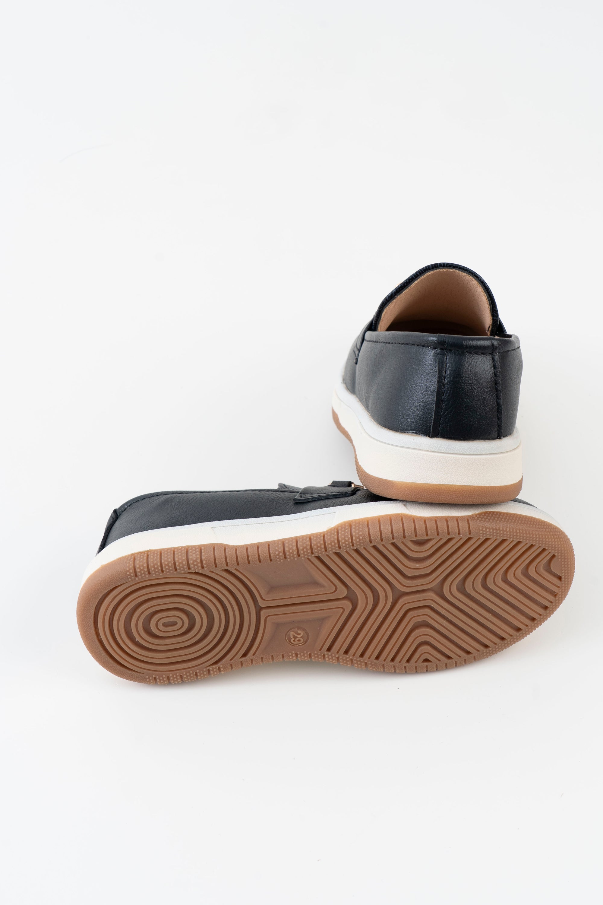 Monogram Print Horsebit Loafer Kids Boys - Black Navy