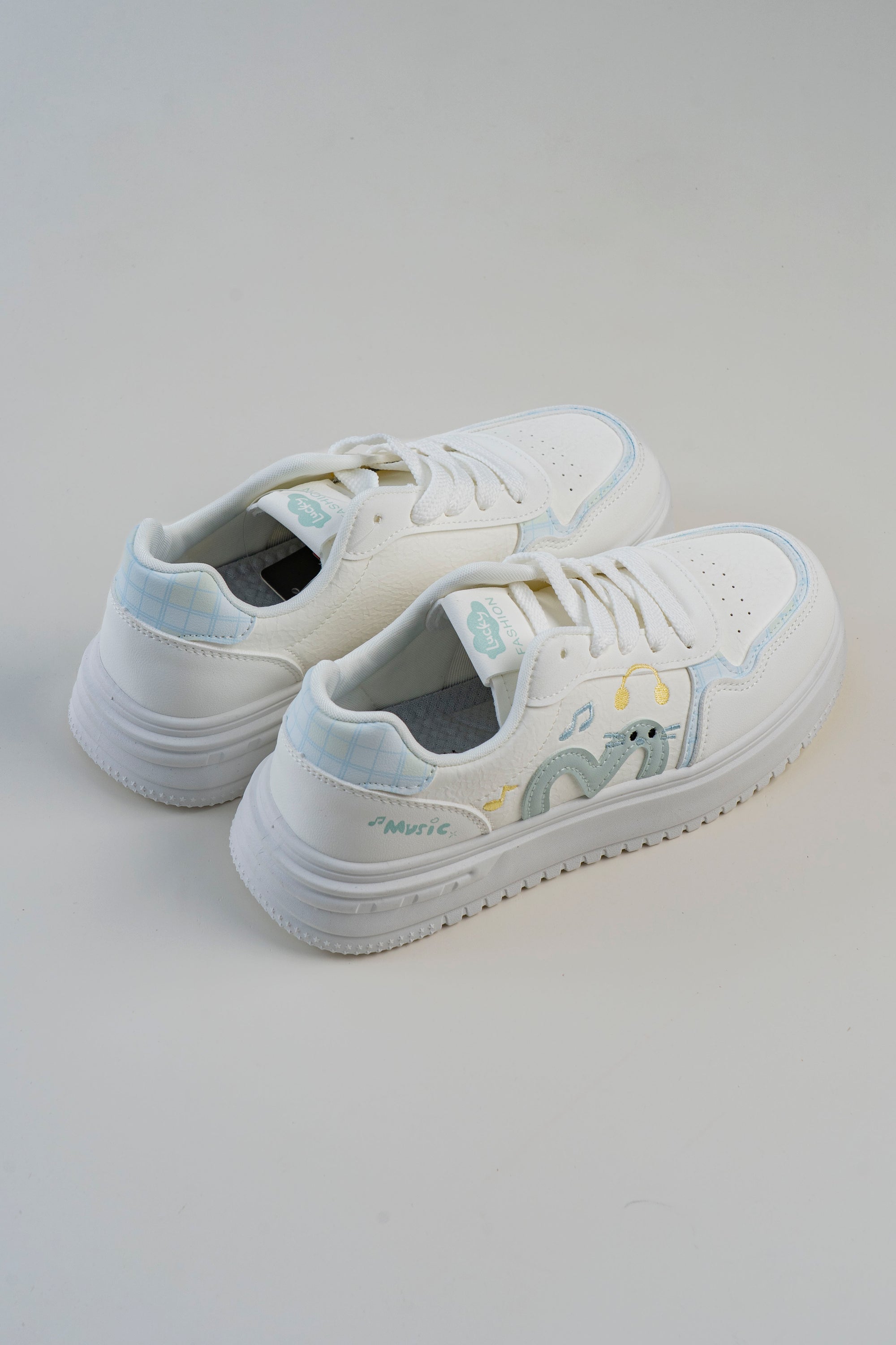 Music Dino Platform Sneaker - White