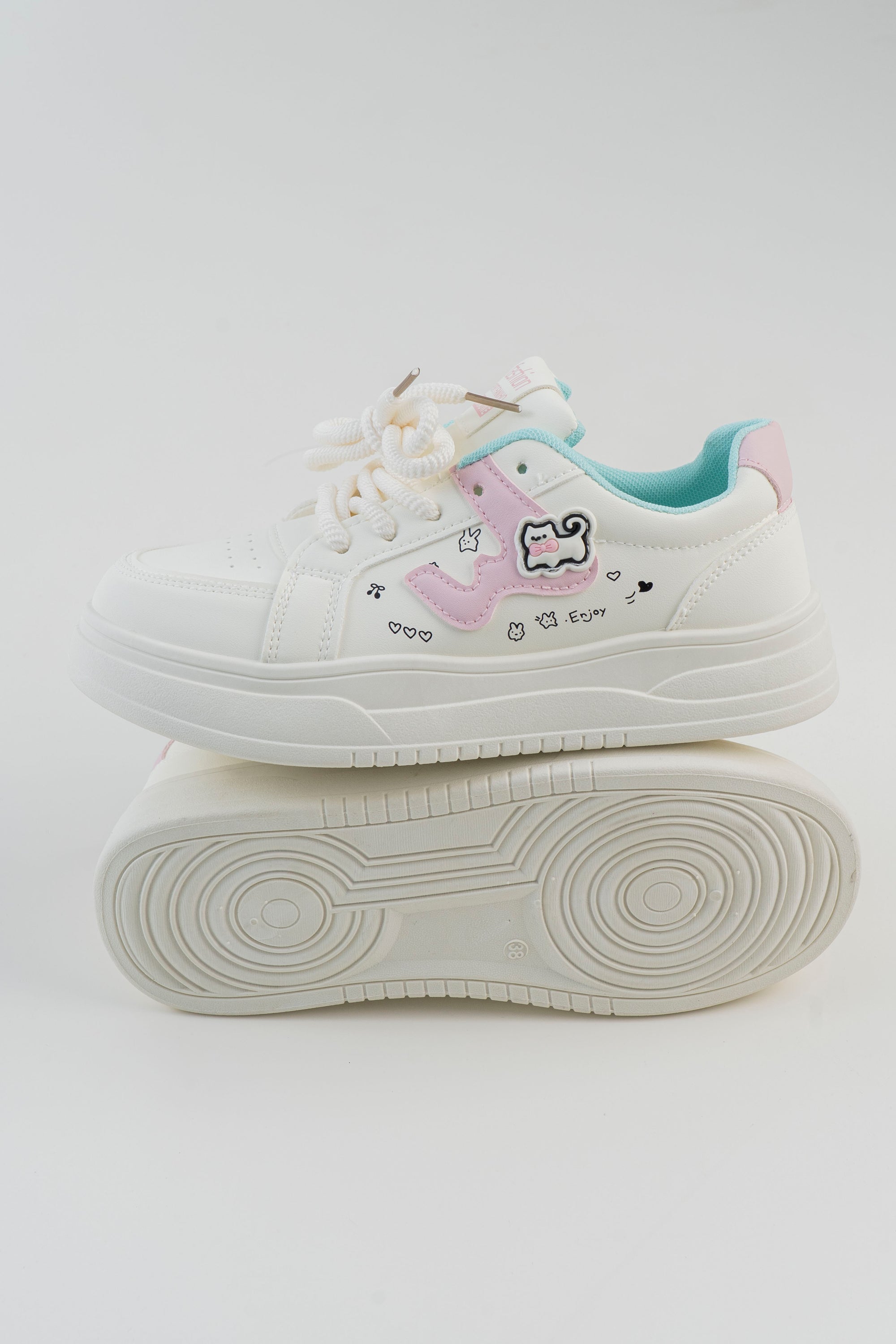 Cartoon Print Platform Sneaker - Pink
