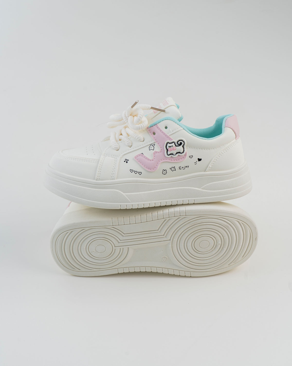 Cartoon Print Platform Sneaker - Pink