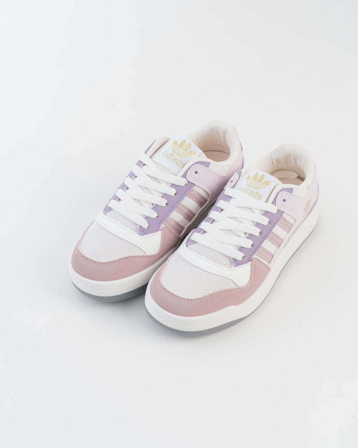 Women's White & Pink Sneakers with Lilac Accents