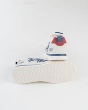 Men's White Sneakers with Navy Stripes