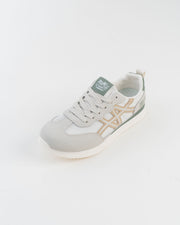 Men's White & Grey Sneakers with Beige Stripes