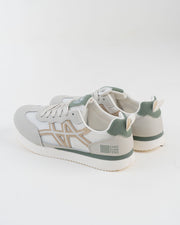 Men's White & Grey Sneakers with Beige Stripes
