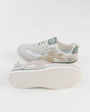 Men's White & Grey Sneakers with Beige Stripes