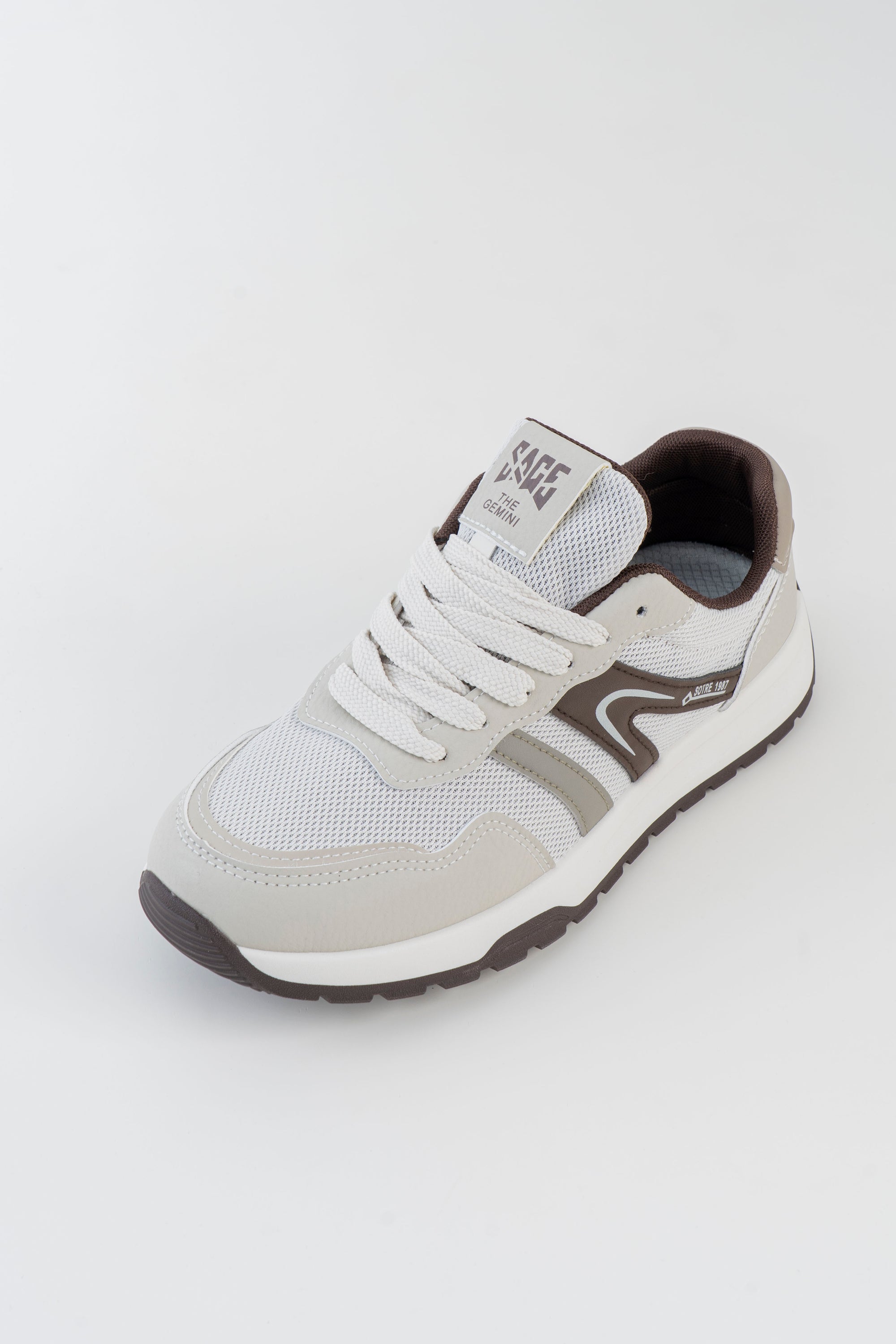 Men's White & Grey Sneakers with Dark Accents