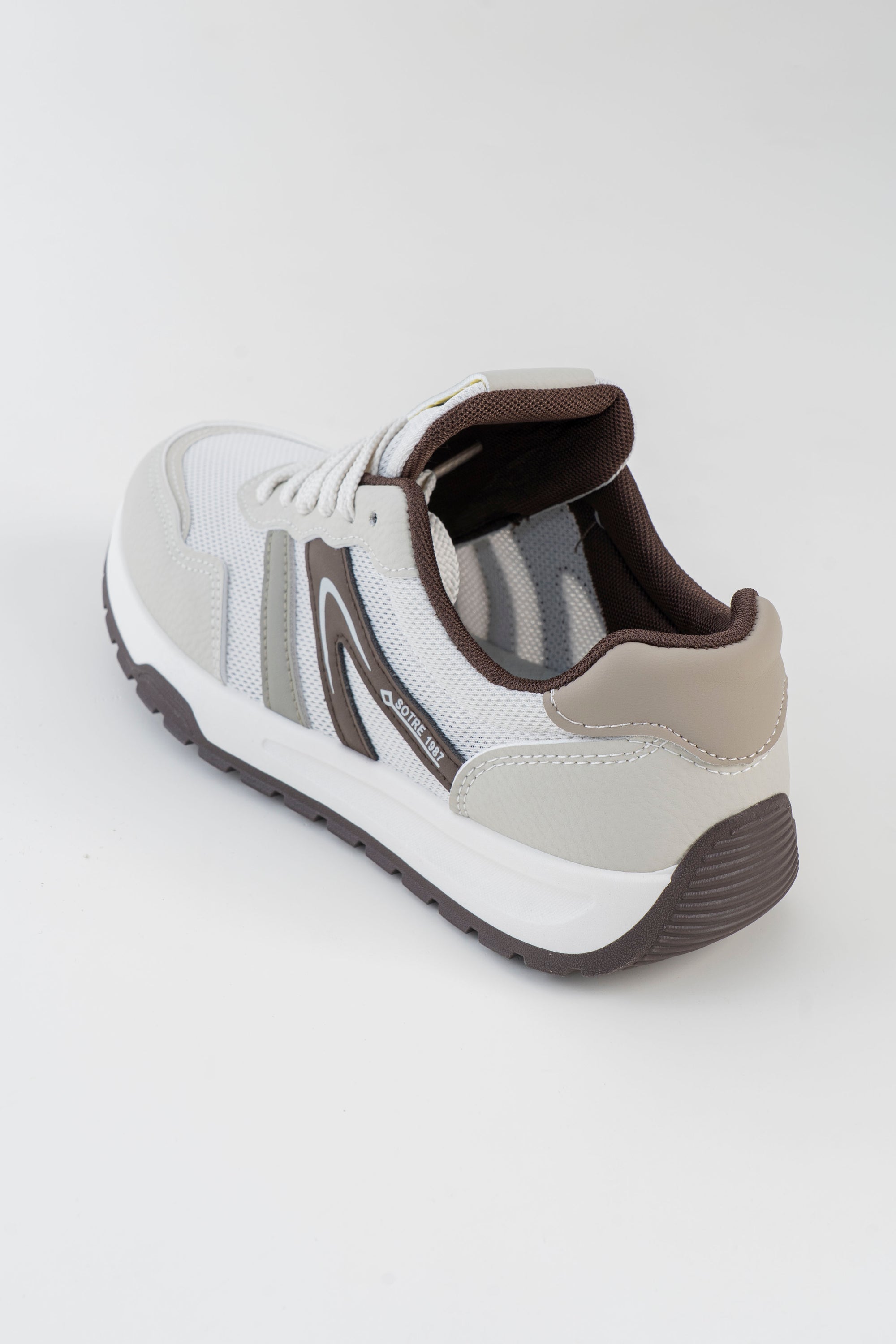 Men's White & Grey Sneakers with Dark Accents