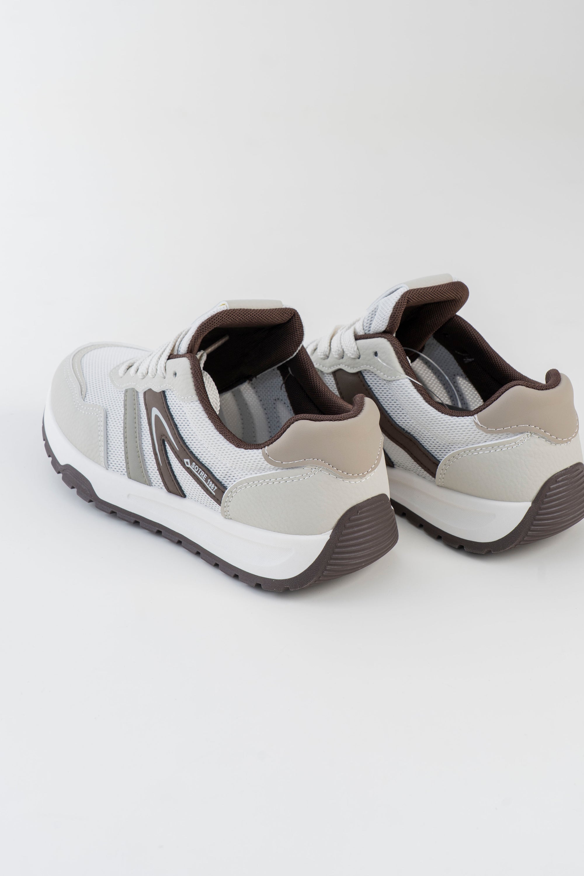 Men's White & Grey Sneakers with Dark Accents
