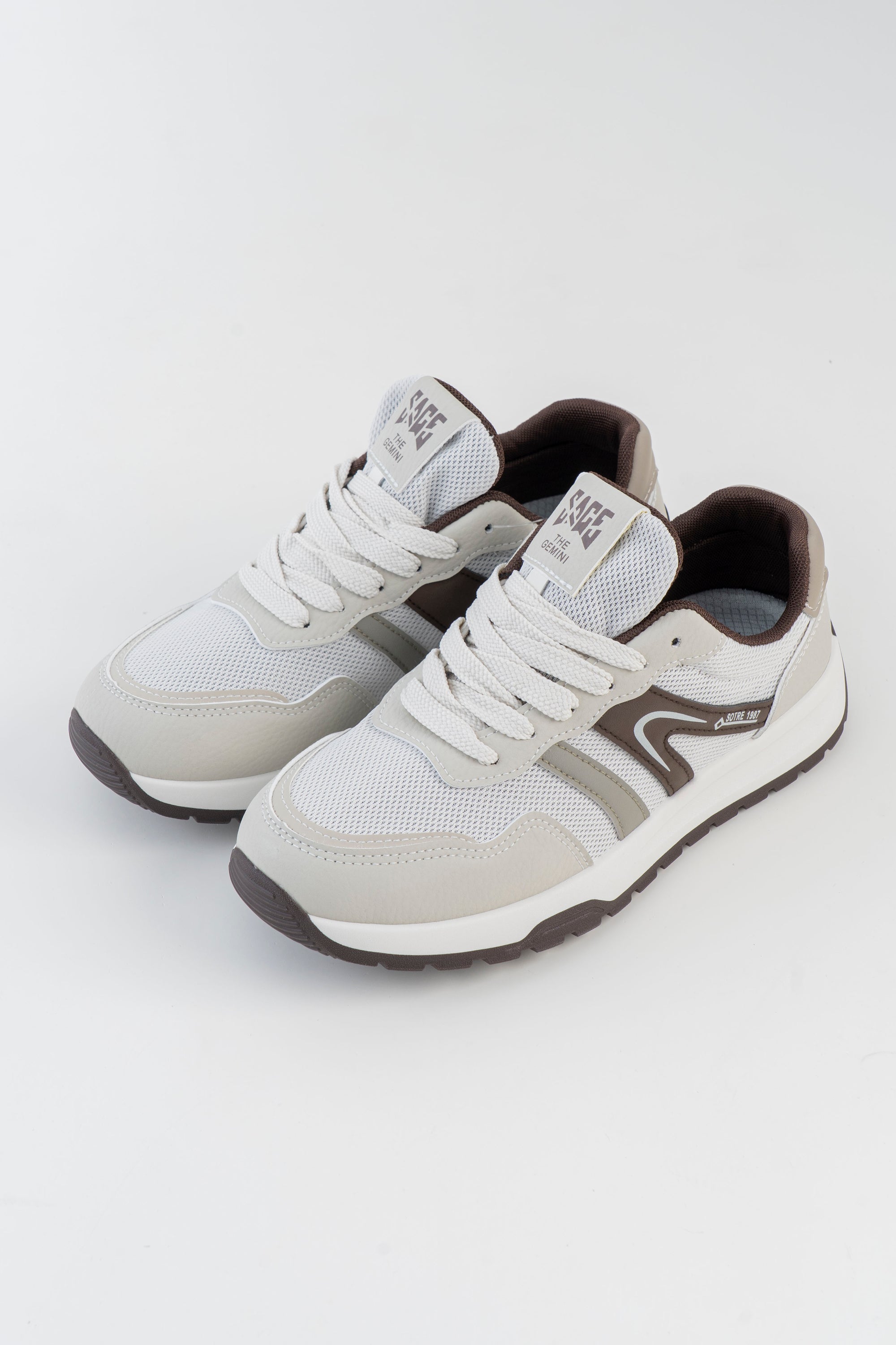 Men's White & Grey Sneakers with Dark Accents