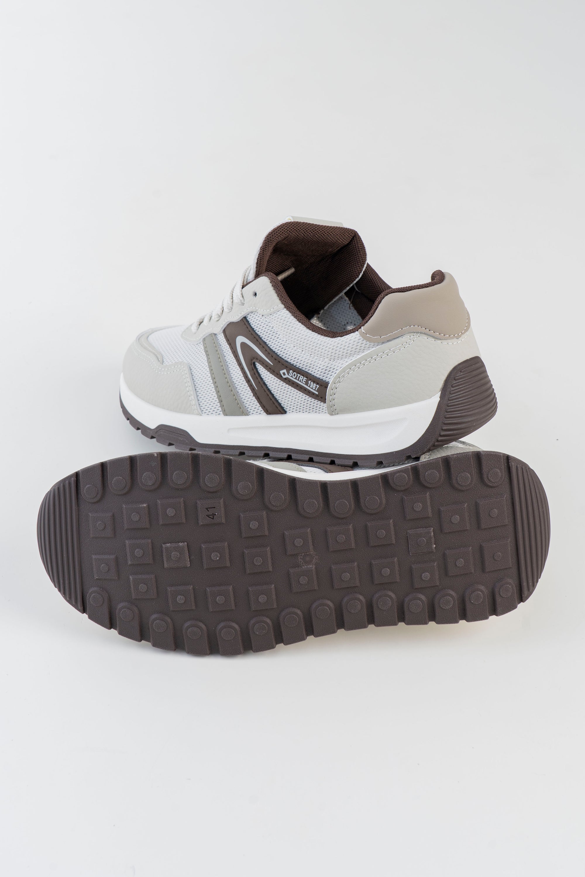 Men's White & Grey Sneakers with Dark Accents