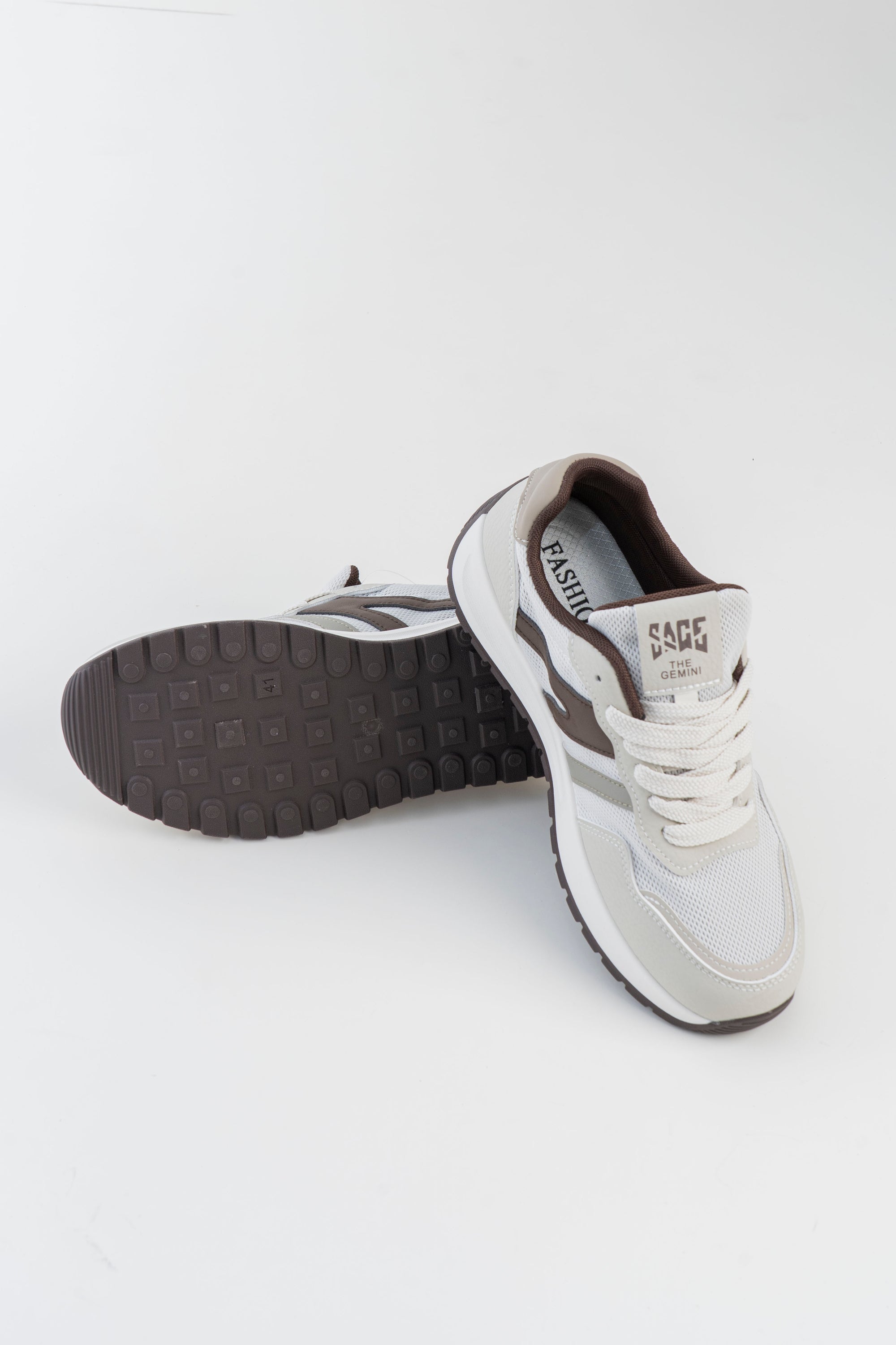 Men's White & Grey Sneakers with Dark Accents
