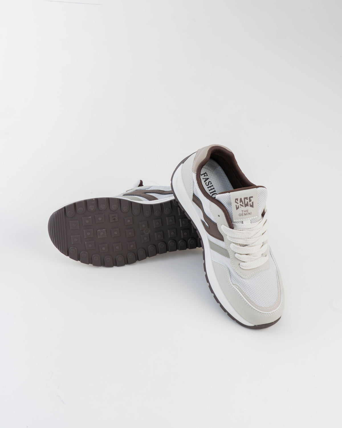 Men's White & Grey Sneakers with Dark Accents
