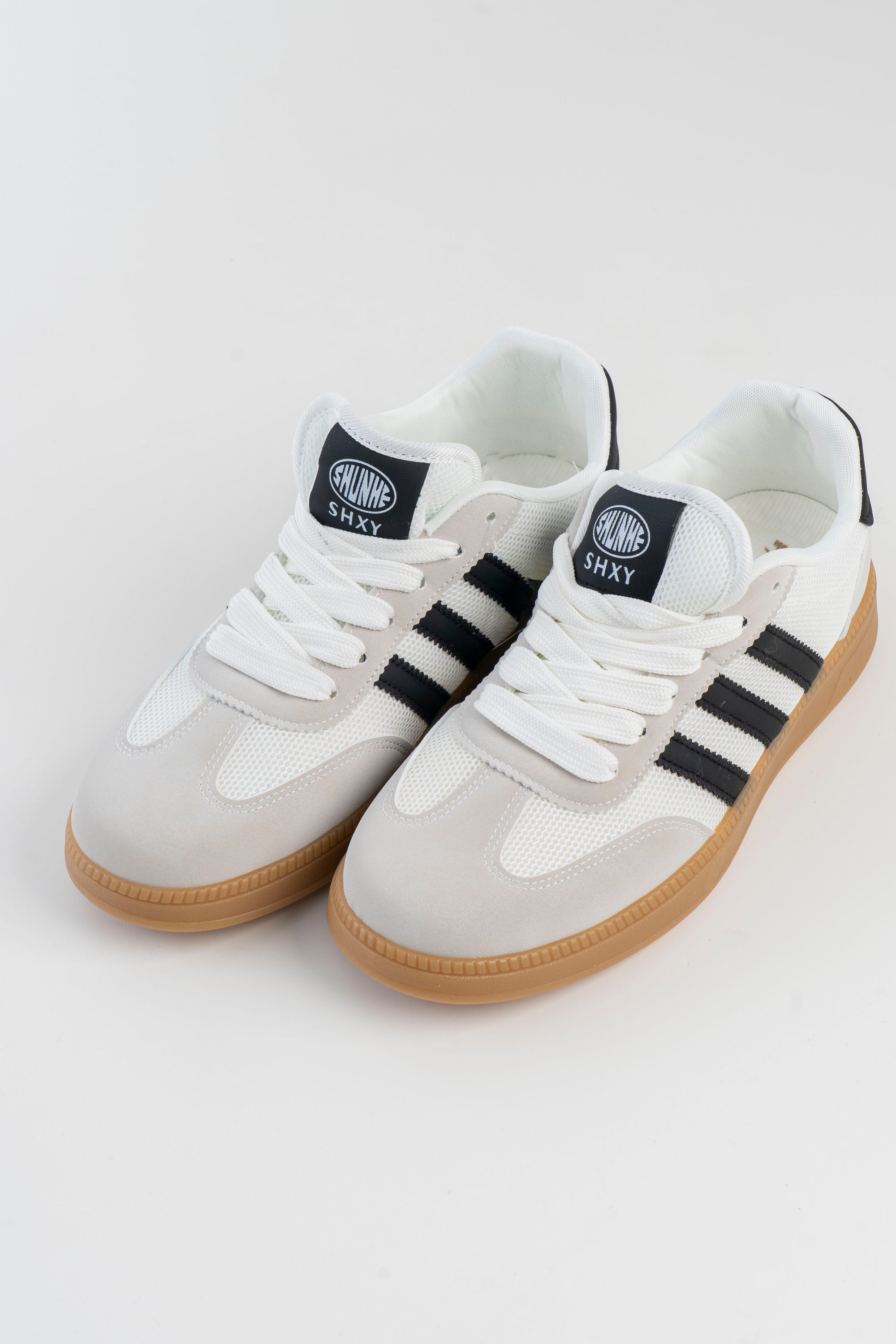 Men's White Sneakers with Black Stripes